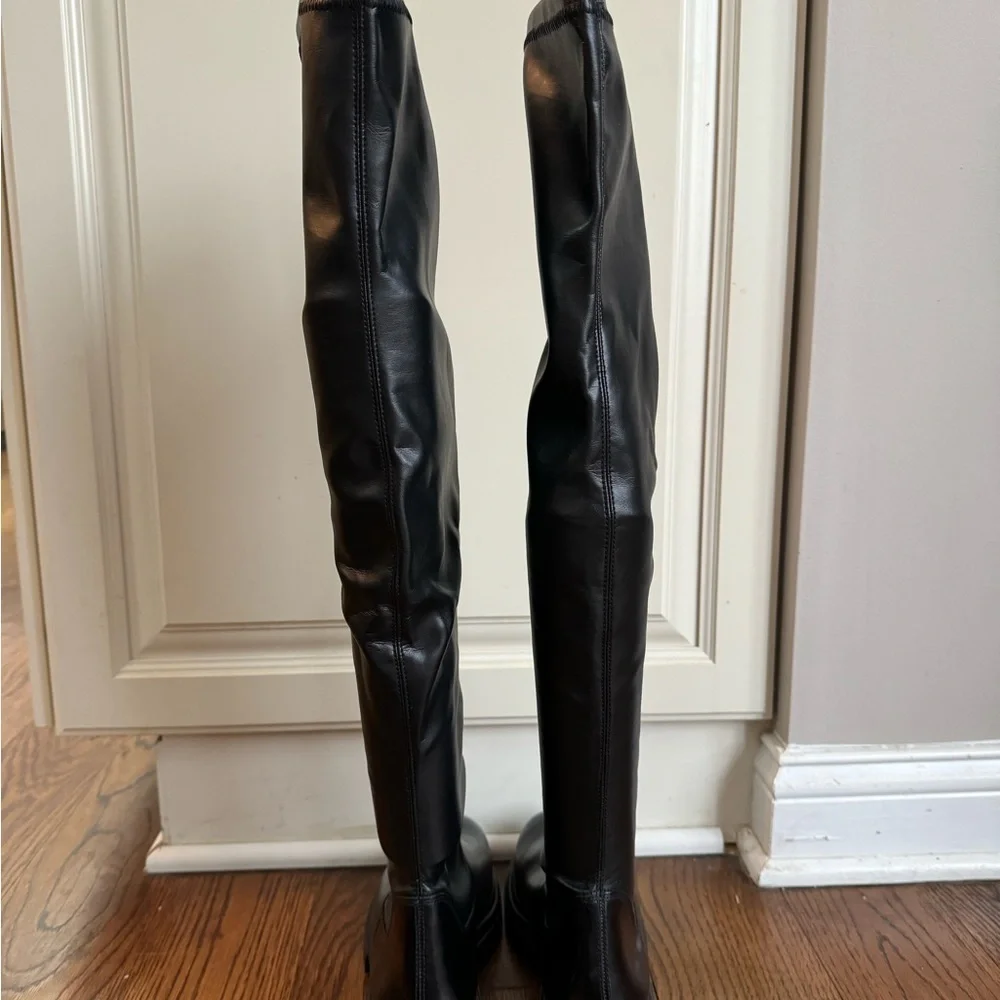 $550 PAUL GREEN Osborne Over the Knee Boot LEATHER CHUNKY BLACK